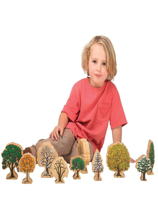 The Freckled FROG-FF472 Trees of All Seasons - Set of 10 - Ages 2+ - Wooden Tree Blocks for Toddlers - Includes Different Tree Species in Winter, Summer, Autumn and Spring - Double-Sided - Image 3